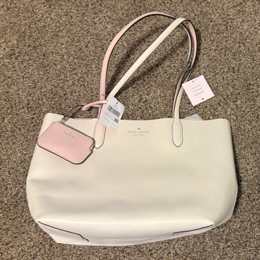 Kate Spade Cream and Pink Tote Bag
